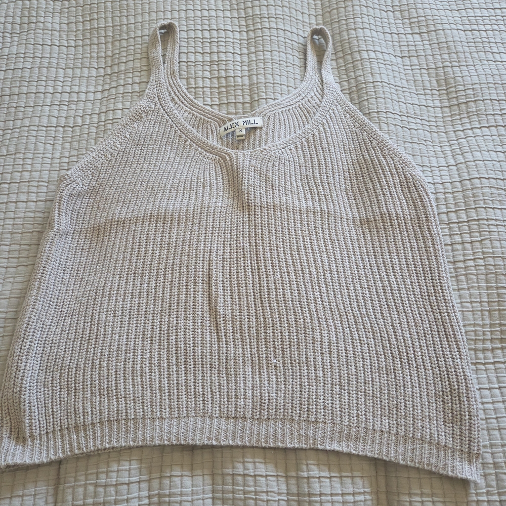 Alex Mill Tan Ribbed Crop Tank Top
